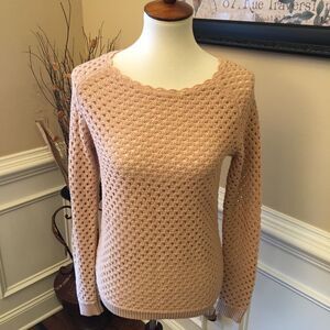 Loft Open Knit Boat Neck Sweater Sz XS